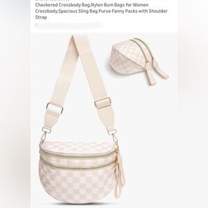 Elegant Cream Checkered Women's Crossbody